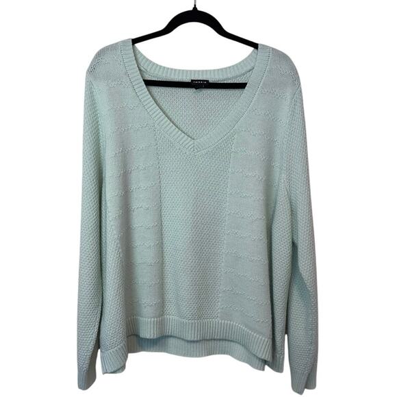 Torrid Mint Green V-Neck Midi Pullover Sweater Size 2 Plus Cozy Casual Chic - Picture 1 of 9